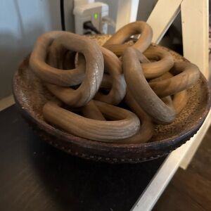 Rustic Wooden Bowl with Rings